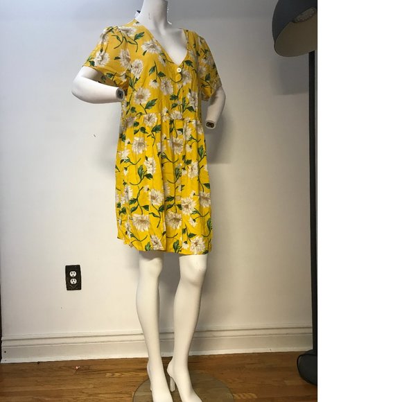 NWT F21 Forever 21+ PLUS SIZE Sunflower Dress Yellow Green White Floral photo - Picture 3 of 6